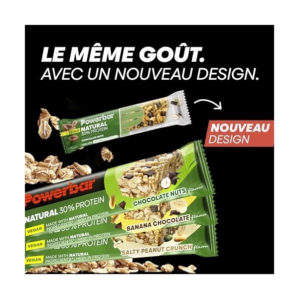 Powerbar - Natural Protein - Multiflavour Box - 12x40g - Barres protéinées végétaliennes - Sans huile de palme - Ingrédients ...
