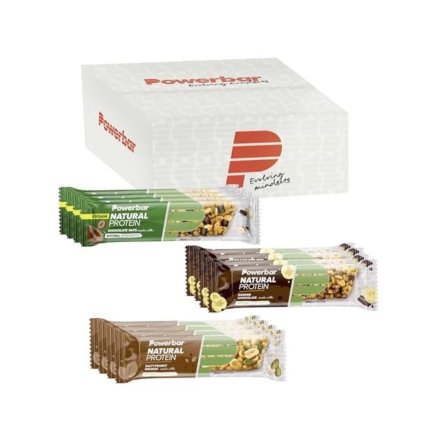 Powerbar - Natural Protein - Multiflavour Box - 12x40g - Barres protéinées végétaliennes - Sans huile de palme - Ingrédients ...