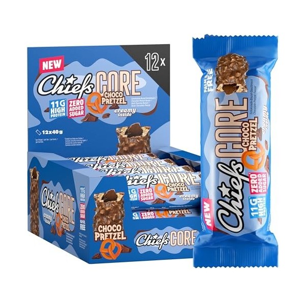 Chiefs Barres protéinées - Délicieuses barres protéinées douces au chocolat - faible on sucre, 13 grammes de protéines, sans 