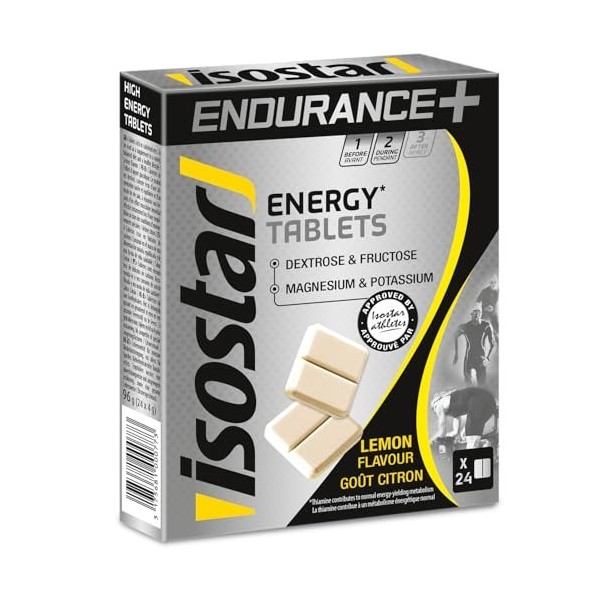Isostar Endurance Plus - Energy Tablets - Goût Citron - Glucose et Fructose - Magnésium et Potassium - Vitamines - 1 Boîte de