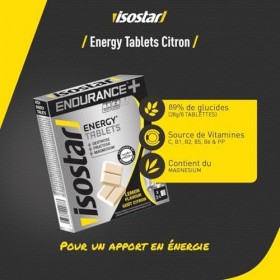 Isostar Endurance Plus - Energy Tablets - Goût Citron - Glucose et Fructose - Magnésium et Potassium - Vitamines - 1 Boîte de