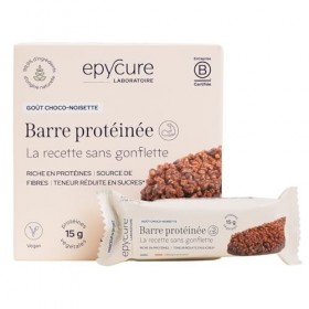 EPYCURE - Barre Protéinée Végétale Choco-Noisette - 15g de Protéines, Faible en Sucres, Riche en Fibres - 99,9% Naturelle - T