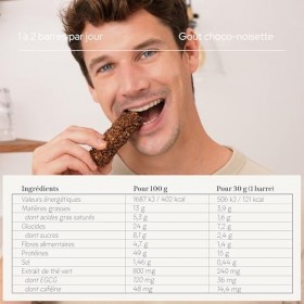 EPYCURE - Barre Protéinée Végétale Choco-Noisette - 15g de Protéines, Faible en Sucres, Riche en Fibres - 99,9% Naturelle - T