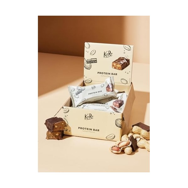 KoRo - Barre protéinée Deluxe Vegan cacahuète 12 x 55 g - Riche en protéines - Vegan - Sucrée au maltitol et au sucralose Bar...
