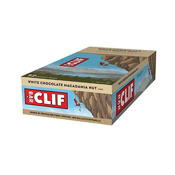 Clif Bar Lot de 12 barres énergétiques Chocolat blanc macadamia 68 g