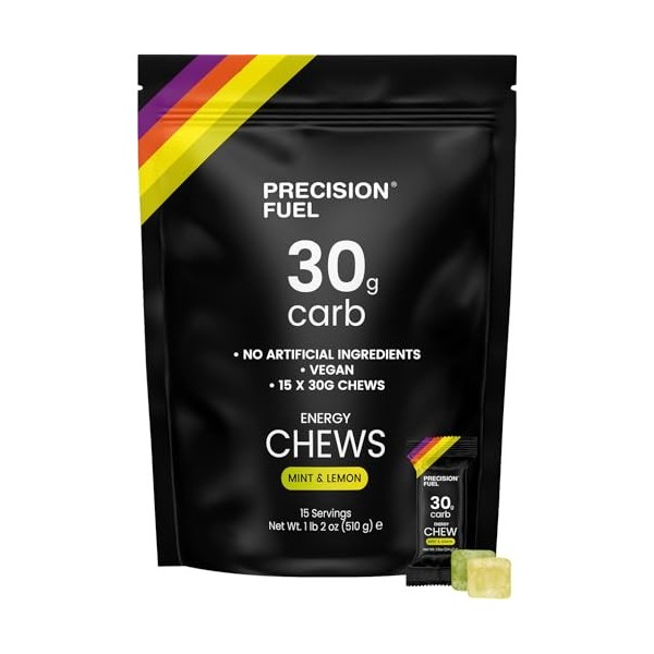 Precision Fuel 30 Energy Chews - Snack à base de glucides pour les sports dendurance, 30g de glucides par portions Pack de B...