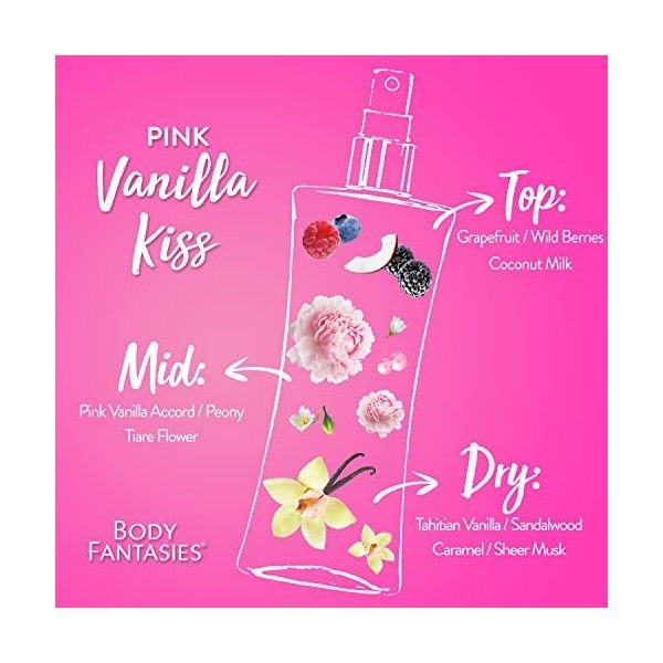 Body Fantasies Pink Vanilla Kiss Parfum pour Corps pour Femme 8 oz 226.8 g