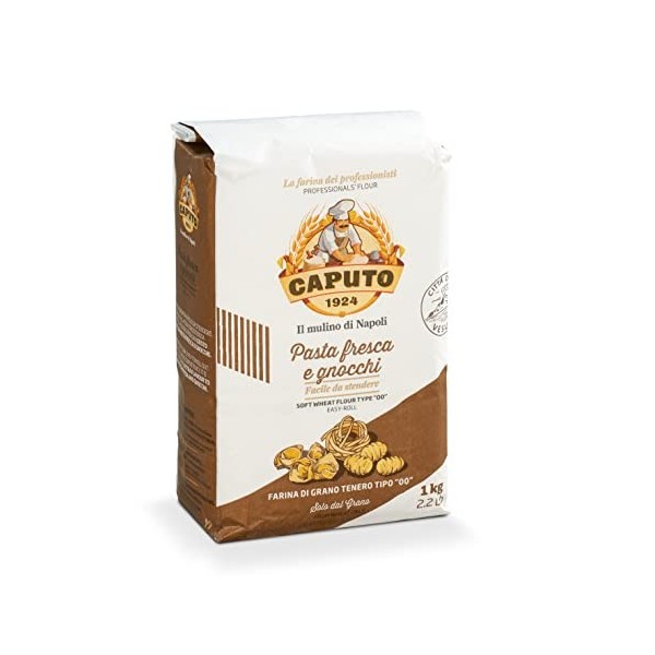 Caputo - 6 paquets de farine pour pâtes fraîches et gnocchis, farine de Naples, 00, 1 kg Barres nutritives