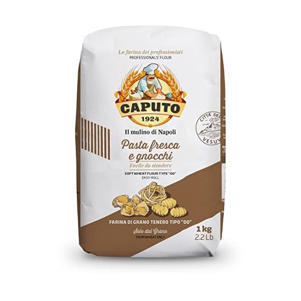 Caputo - 6 paquets de farine pour pâtes fraîches et gnocchis, farine de Naples, 00, 1 kg Barres nutritives