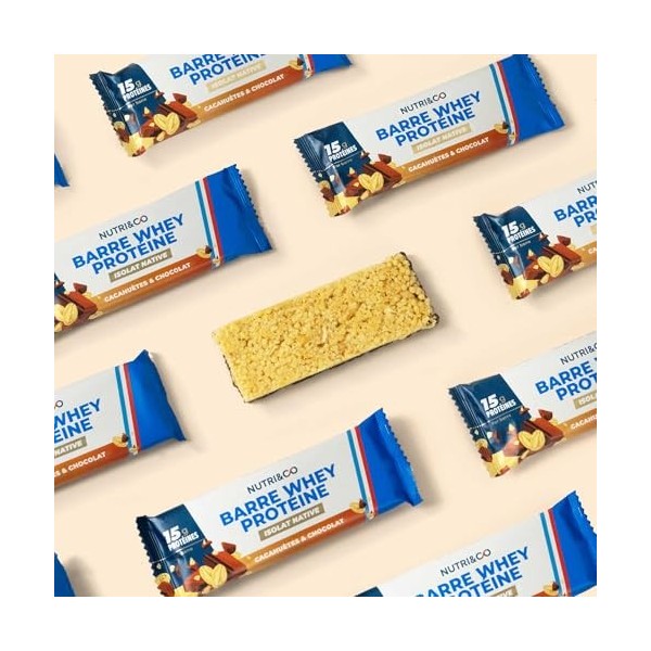 NUTRI & CO Barres Protéinées Whey Isolat Native - 15g de Protéines - Musculation & Récupération - 100% Clean sans protéines v...