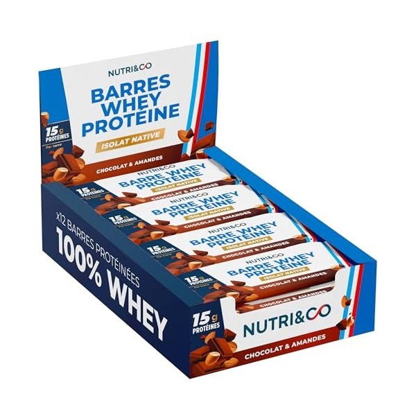 NUTRI & CO Barres Protéinées Whey Isolat Native - 15g de Protéines - Musculation & Récupération - 100% Clean sans protéines v...