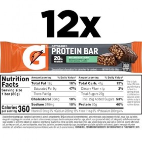 Gatorade Whey Protein Recover Bars, Chocolate Chip, 2.8 ounce bars 12 Count 
