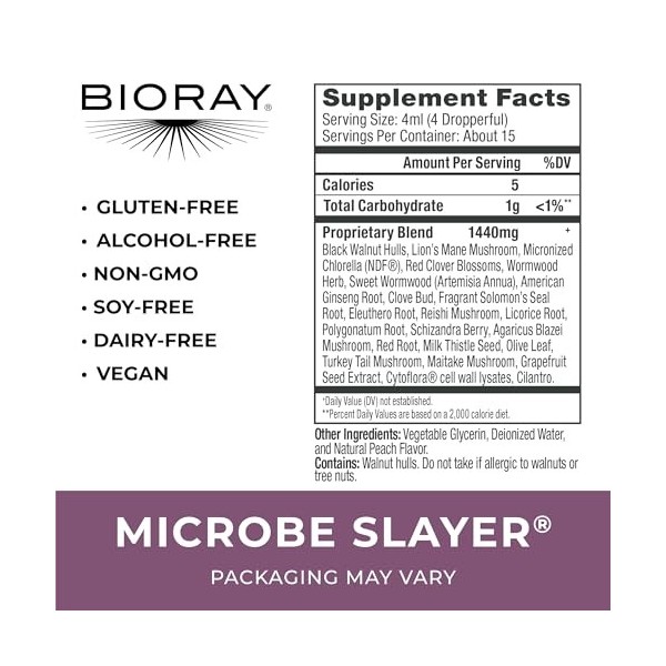 BioRay - Baisses de fines herbes de tueur de microbe - 2 once.