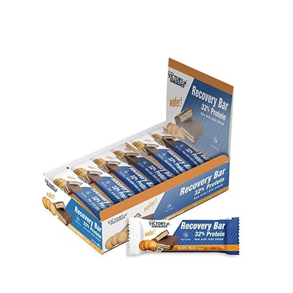 Victory Endurance Recovery Bar 12x35g Goût Biscuit Barre Gaufrette Protéinée de Récupération Post-entraînement Avec 32% de 