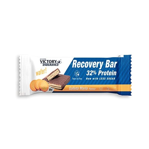 Victory Endurance Recovery Bar 12x35g Goût Biscuit Barre Gaufrette Protéinée de Récupération Post-entraînement Avec 32% de 