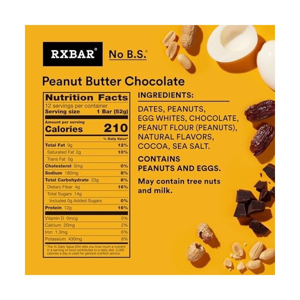 EiweiÌÙstÌ_bchen, Erdnussbutter Schokolade, 12 StÌ_be, 1,83 Unzen 52 g Jeder - RXBAR