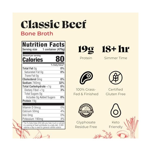 Kettle and Fire - Bouillon dos de boeuf - 17.6 once. Barres nutritives