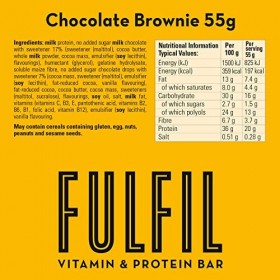 Fulfil Nutrition Vitamin & Protein Bar, Chocolate Brownie, 15x55g