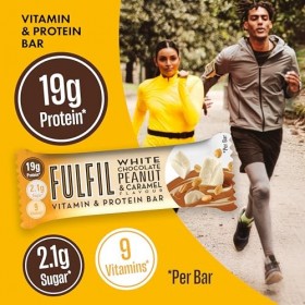 Fulfil Barre de vitamines et de protéines au chocolat blanc saveur cacahuète et caramel 55 g