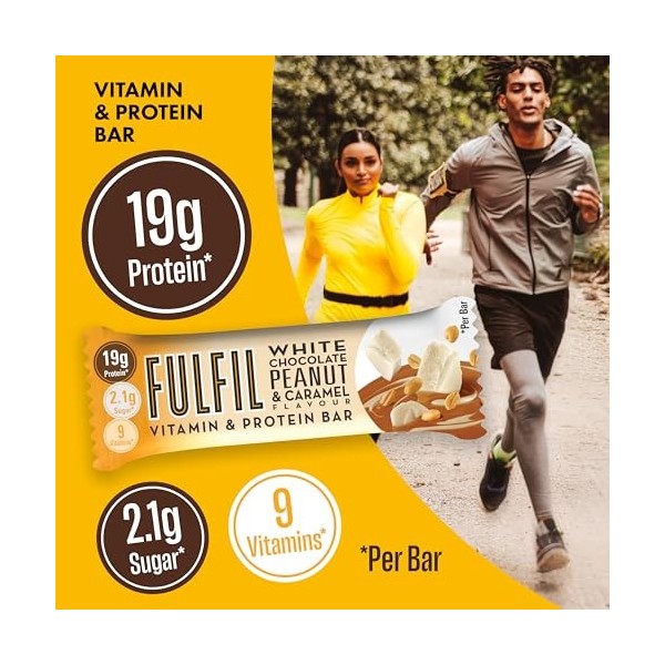 Fulfil Barre de vitamines et de protéines au chocolat blanc saveur cacahuète et caramel 55 g