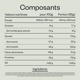 nu3 Fit Protein Bar Chocolat Blanc-Framboise 12 x 55g - barre riche en protéine avec 17,6g de protéines par barre - sans huil