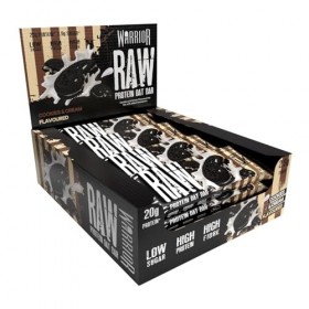 Warrior Raw Flapjack Barres Protéinées – 12 x 75 g, Faible Sucre, Riche en Fibres – Snack Protéiné Sain pour Petit-Déjeuner, 