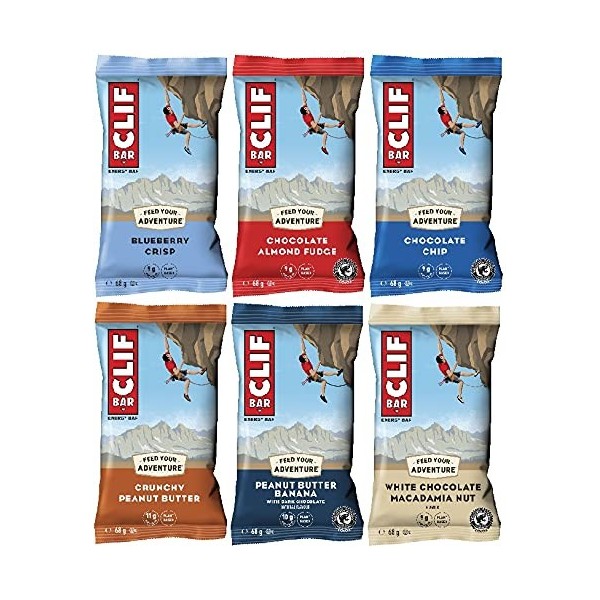 Clif Bar Pack varié 6 x 68 g | La barre énergétique populaire des États-Unis | Boîte de mélange pour tester avec 6 goûts