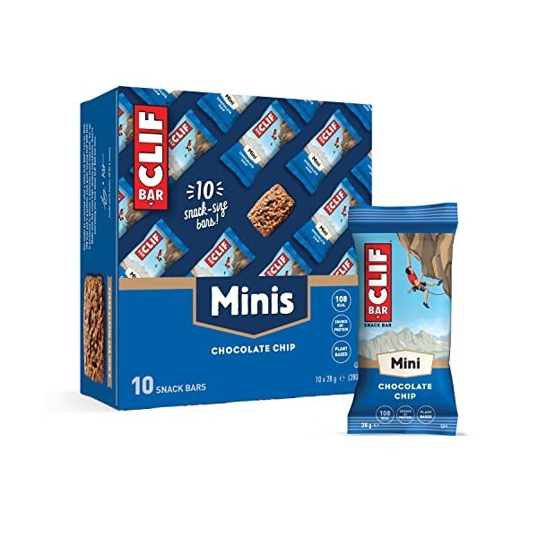 CLIF BAR Minis - Barre Snack - Chip de Chocolat - Protéine Végétale - 10 x 28 g Barres nutritives