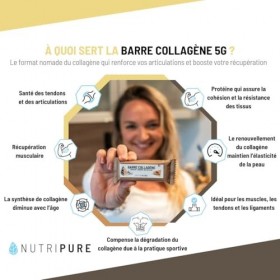 Nutripure Barre Collagène Peptan® - Snack Sain et Gourmand avec Amandes, Noix de Cajou et Pépites de Chocolat- 5g de Collagèn...