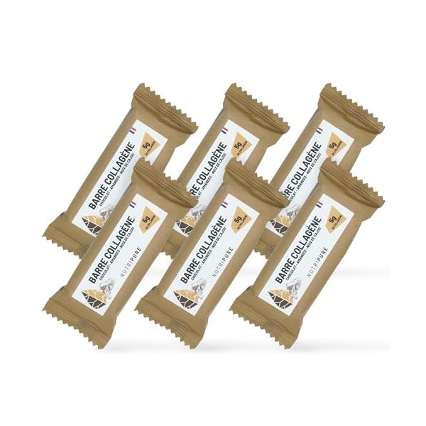 Nutripure Barre Collagène Peptan® - Snack Sain et Gourmand avec Amandes, Noix de Cajou et Pépites de Chocolat- 5g de Collagèn...