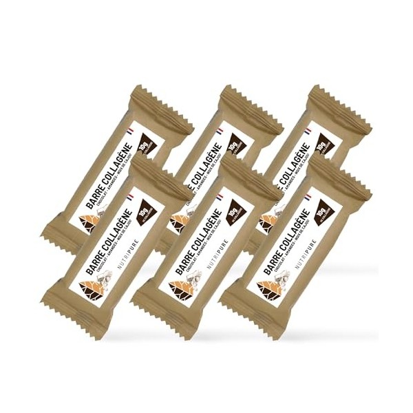 Nutripure Barre Collagène Peptan® - Snack Sain et Gourmand avec Amandes, Noix de Cajou et Pépites de Chocolat- 5g de Collagèn...