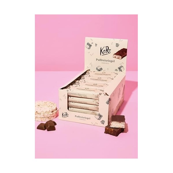 KoRo - Barre de riz soufflé au chocolat blanc à la noix de coco 18 g - Snack pour emporter et entre les deux - Enrobée de cho...