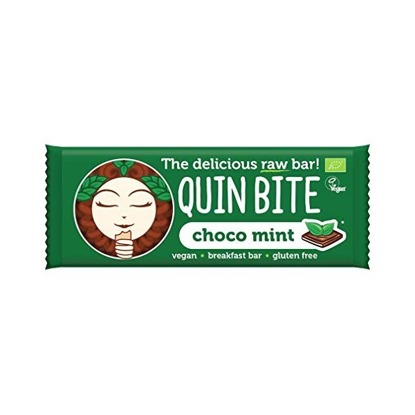 QUIN BITE CHOCO MENTHE - Barre aux fruits et noix - 12 bars 12x30g . QUIN BITE - The delicious raw bar!