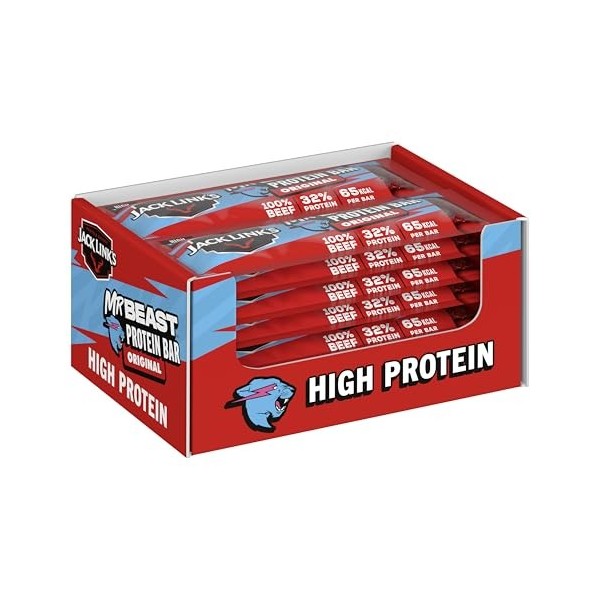 Jack Link’s Barre Protéinée Beef Original - Pack de 14 14 x 22,5 g - Barre protéinée low carb - Barre de protéines - Barre 