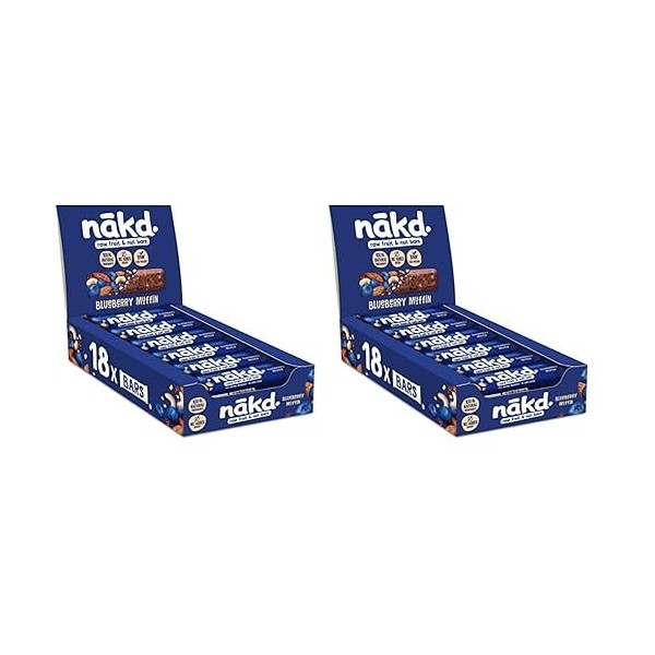 Nākd. Myrtilles | Raw Barres de Fruits et Noix | 100% Dingrédients Naturels | Sans Sucre Ajoutés | Vegan | 18 x 35g Lot de B...