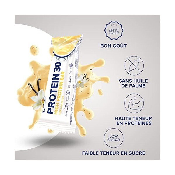 IronMaxx – Barre Protéinée Protein 30 – Vanille 24 x 35 g – Barre protéinée sans sucre, snack protéiné sport