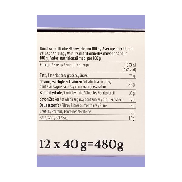 KoRo - Barre salée aux cacahuètes bio, tomate et herbes 12 x 40 g - Alternative aux barres sucrées - Source de fibres et de p