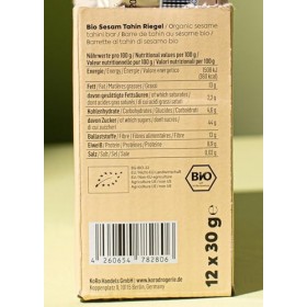 KoRo - Barres de céréales bio au tahin 12 x 30 g - un délicieux snack avec la puissance des dattes et des graines de sésame. ...
