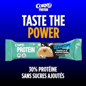 Barres protéinées, Corny Protein,Chocolat Blanc Goût Vanille,13,5 gr de protéines, 0% de sucres ajoutés, Pack de 12x45g, Tast