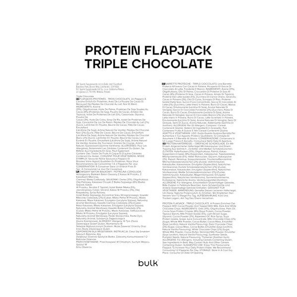 Bulk Barre Flapjack Protéinée | Triple Chocolat | 15 g de protéines | En-cas moelleux à l’avoine | Texture fondante, format d