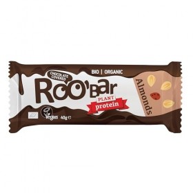 Roobar Chocolate Covered High Protein Almond Bar – 100% Organic Vegan Bar. Dairy & Gluten Free, No Added Refined Sugar, 16 x 