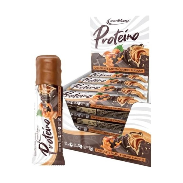 IronMaxx Proteino Barre Protéinée - Dark Choc Coconut, 12 x 30g | Barre high-protein à base de gaufre, faible en sucre, sans ...