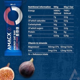 AMACX Barre Energetique Sport à l’avoine – Healthy Snacks Riches en Glucides & Magnésium – 12 x 50g – Barre Protéinée pour En