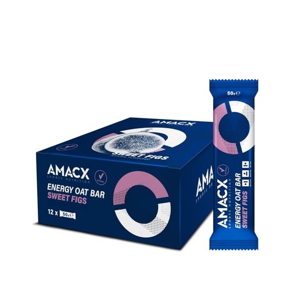 AMACX Barre Energetique Sport à l’avoine – Healthy Snacks Riches en Glucides & Magnésium – 12 x 50g – Barre Protéinée pour En