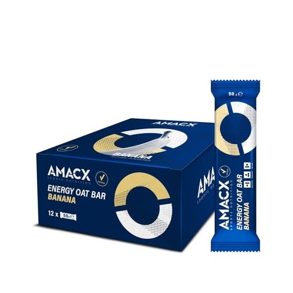 AMACX Barre Energetique Sport à l’avoine – Healthy Snacks Riches en Glucides & Magnésium – 12 x 50g – Barre Protéinée pour En