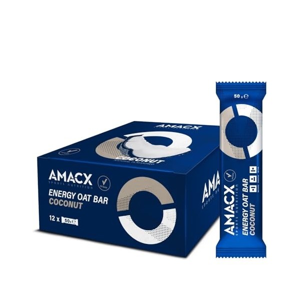 AMACX Barre Energetique Sport à l’avoine – Healthy Snacks Riches en Glucides & Magnésium – 12 x 50g – Barre Protéinée pour En