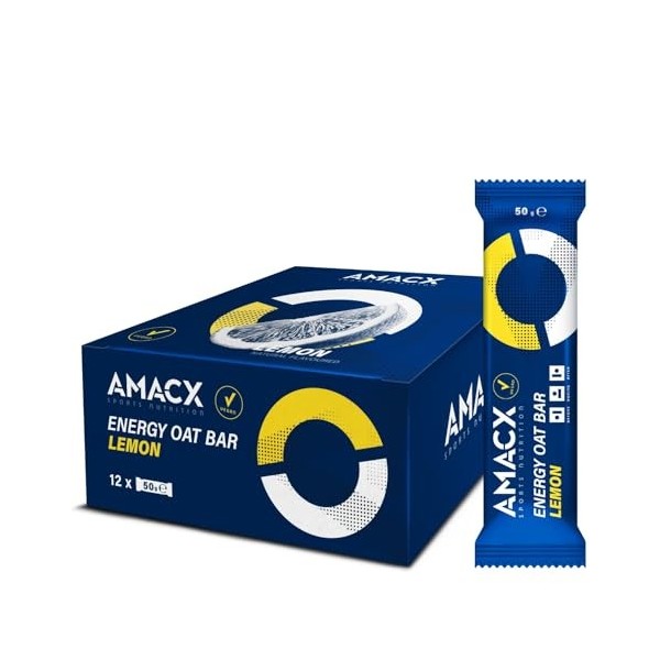 AMACX Barre Energetique Sport à l’avoine – Healthy Snacks Riches en Glucides & Magnésium – 12 x 50g – Barre Protéinée pour En