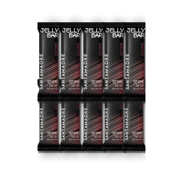 SANTA MADRE | Barre Gélifiée Énergétique | Pack de 10 unités | Saveurs : Cola, Orange et Lollipop | Sport Gummy Bar | Taille 