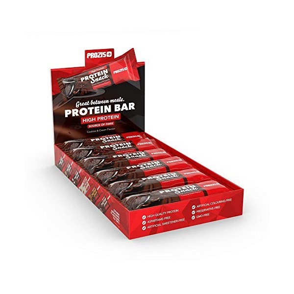 Prozis 12 x Protein Snack 30 g Cookies et Crème Barres nutritives