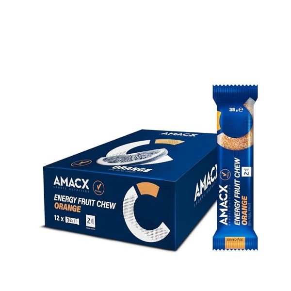 AMACX Barre Energetique Sport Fruit Chew – Paquet de 12 – Pate de Fruit Sport avec Electrolyte – Healthy Snacks Vegan – Sans 